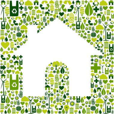 House symbol with environmental icons clipart