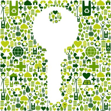 Key with green icons background clipart