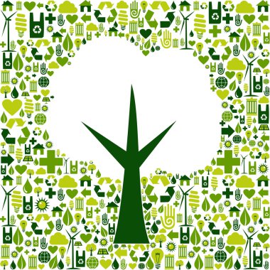 Eco tree symbol with green icons clipart