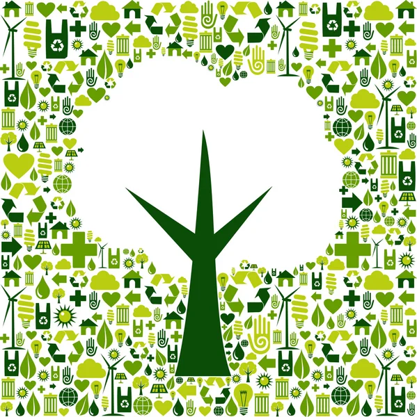 Símbolo de árvore ecológica com ícones verdes — Vetor de Stock