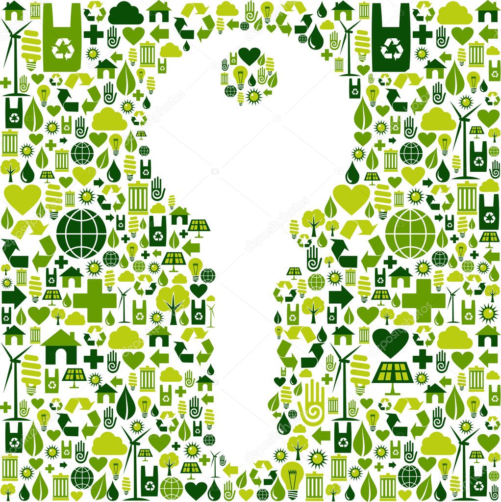 Key with green icons background