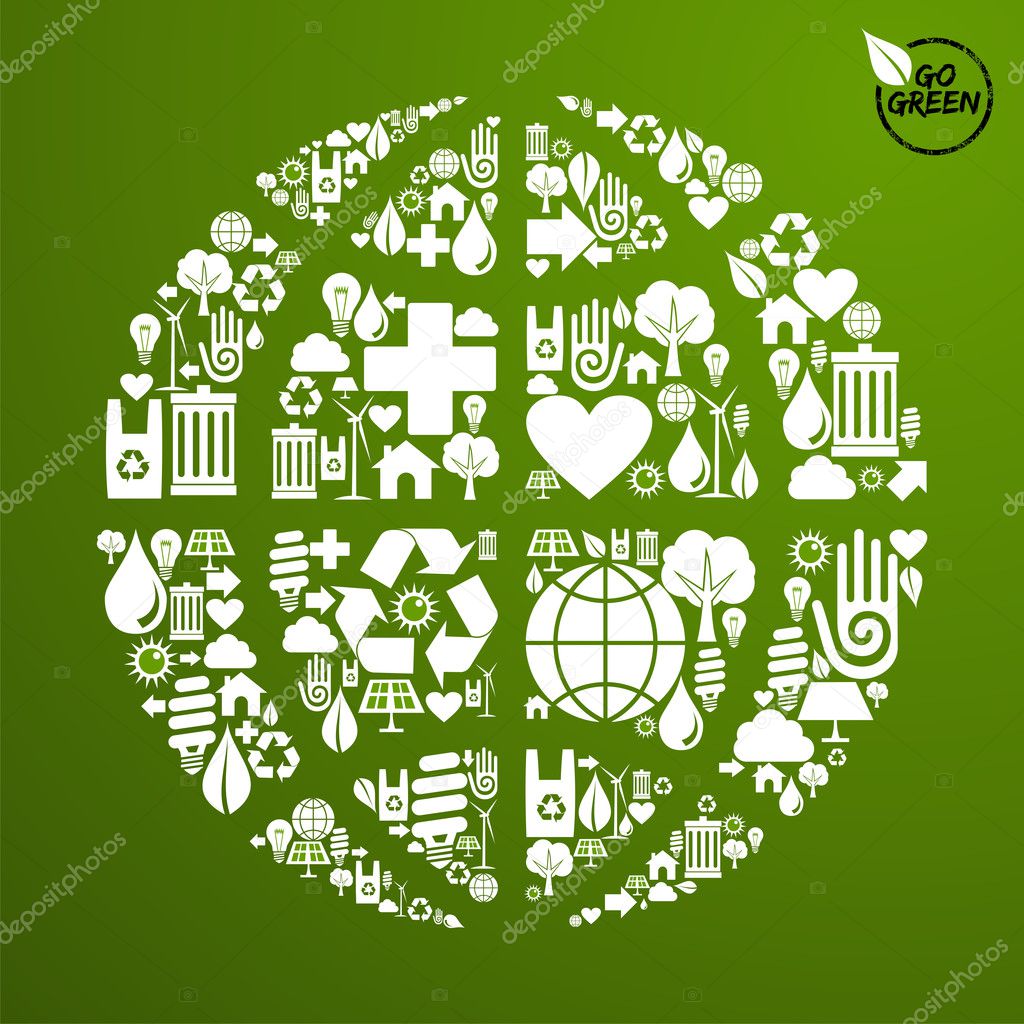 Global World in green icon set