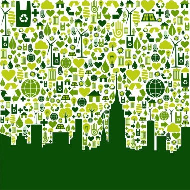 Yeşil şehir Eko simgeleri arka plan