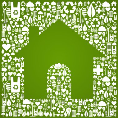 Green house over eco icons background clipart