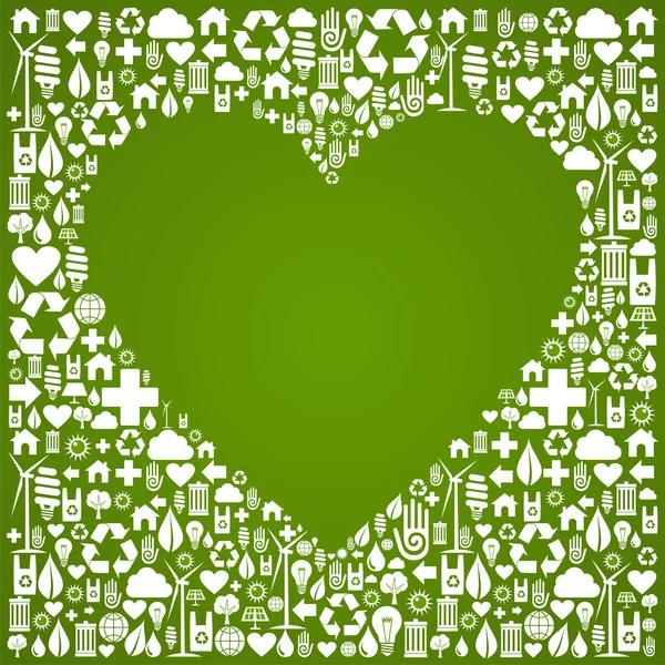 Ecologia amor conceito ícones fundo — Vetor de Stock