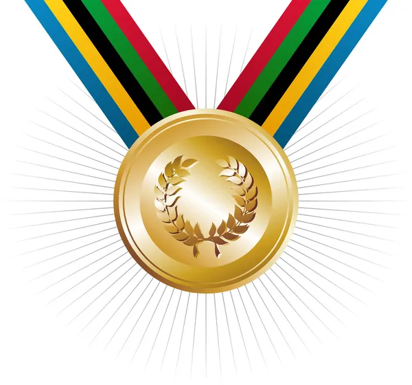 Olympische Spiele Goldmedaille mit Lorbeerkranz — Stockvektor