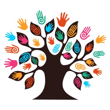 Isolated diversity tree hands clipart