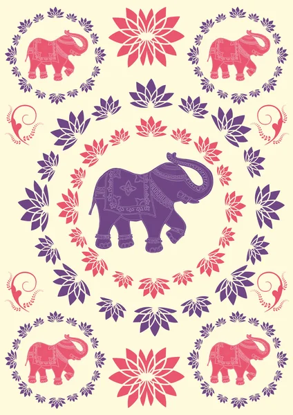Fondo festivo típico de elefante indio — Vector de stock