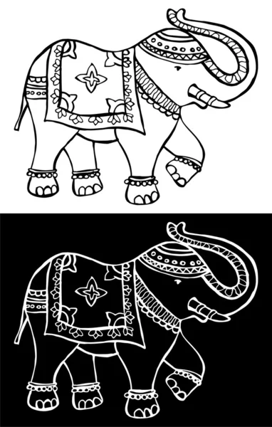 Ünnepi tipikus indiai elefánt — Stock Vector