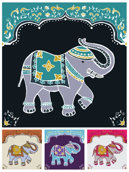 Elefante indio típico festivo — Vector de stock