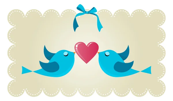 Twitter amore coppia uccelli — Vettoriale Stock