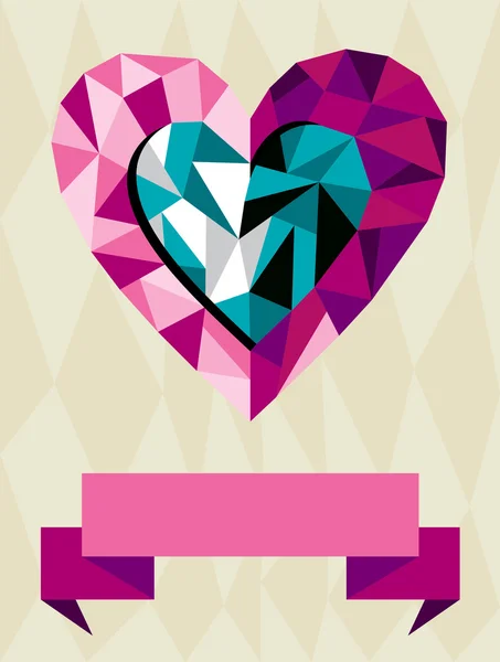 Origami Heart Love — Stock Vector