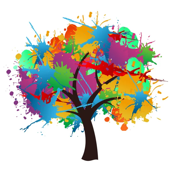 Splash απομονωμένες χρώμα άνοιξη δέντρο — Διανυσματικό Αρχείο