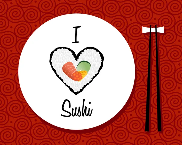 Me encanta el fondo del restaurante de sushi — Vector de stock
