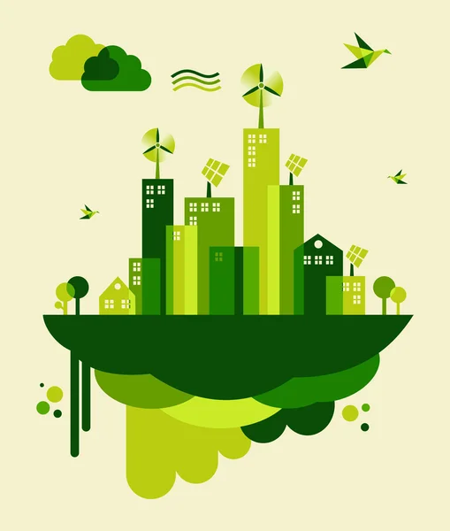 Groene stad concept illustratie — Stockvector