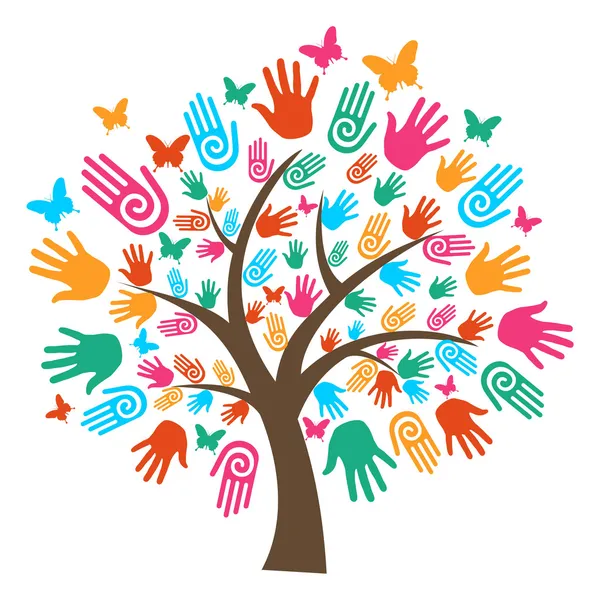 Isolated diversity tree hands — Stock Vector