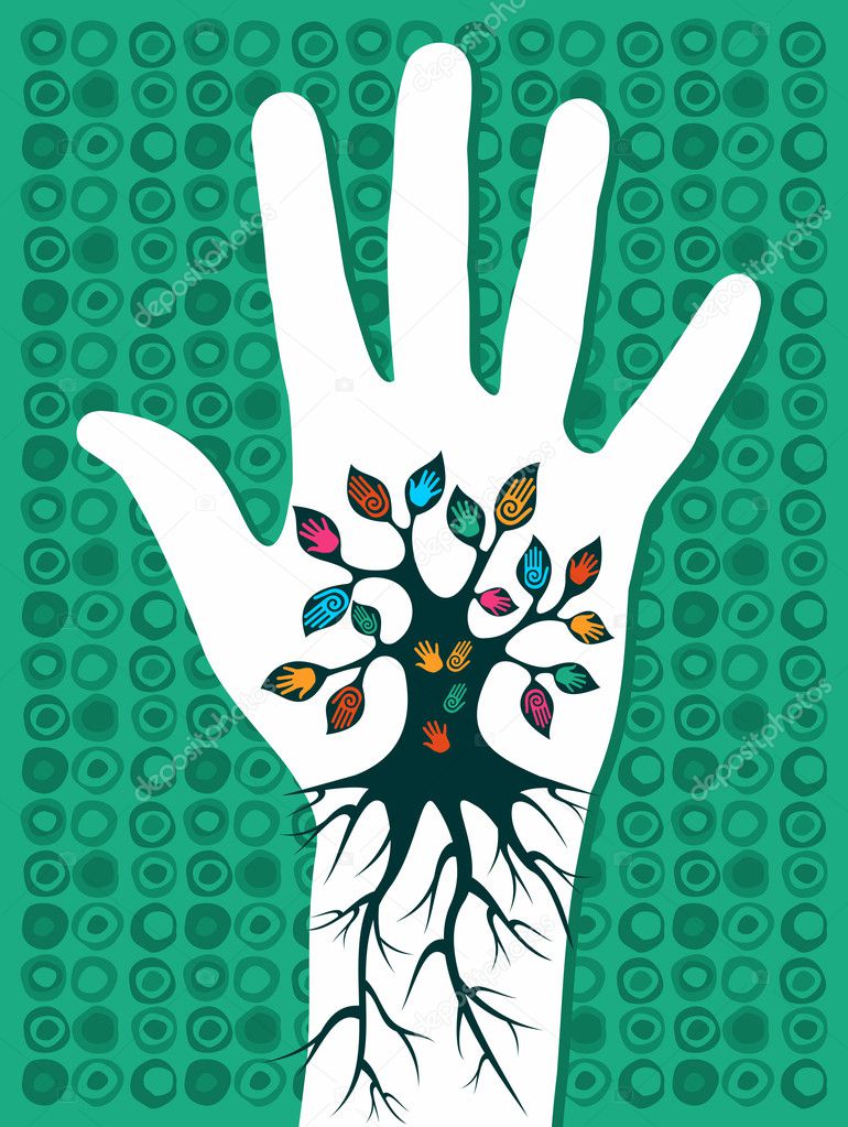 Go green hand tree