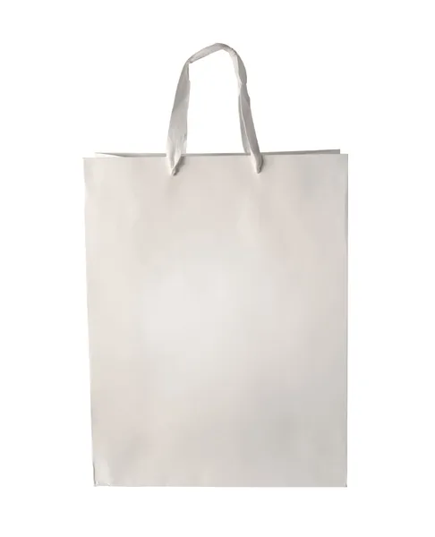 Beyaz alışveriş çantası şablon izole — Stok fotoğraf