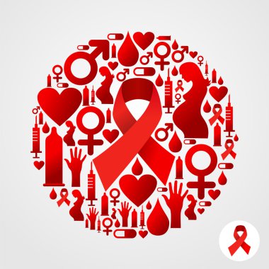 AIDS icons in communication bubble silhouette clipart