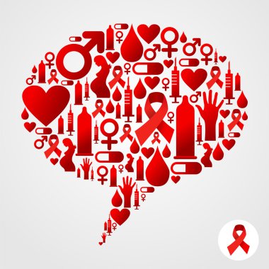 AIDS icons in communication bubble silhouette clipart