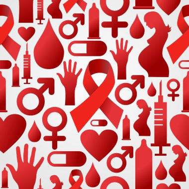 HIV icon set pattern background clipart