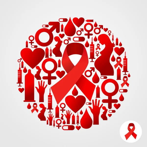 Иконки СПИДа в силуэте пузыря связи — стоковый вектор