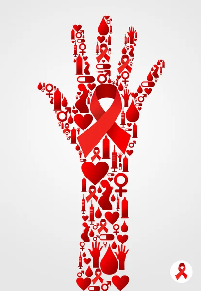 Ícones da AIDS na silhueta bolha de comunicação — Vetor de Stock
