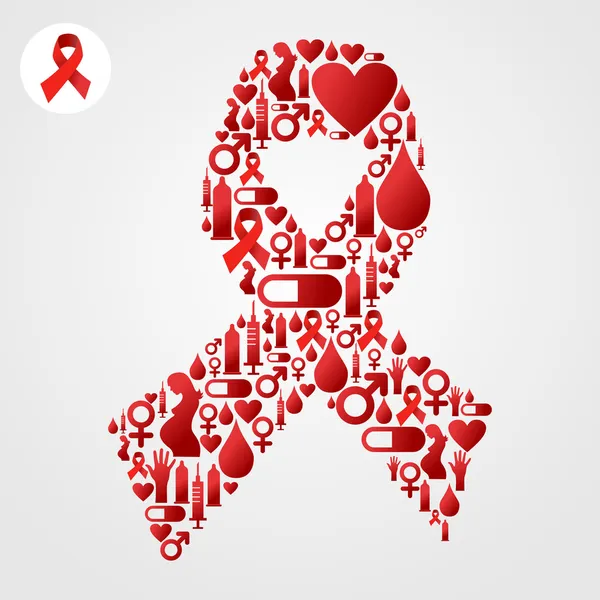 AIDS icons in communication bubble silhouette — Stock Vector