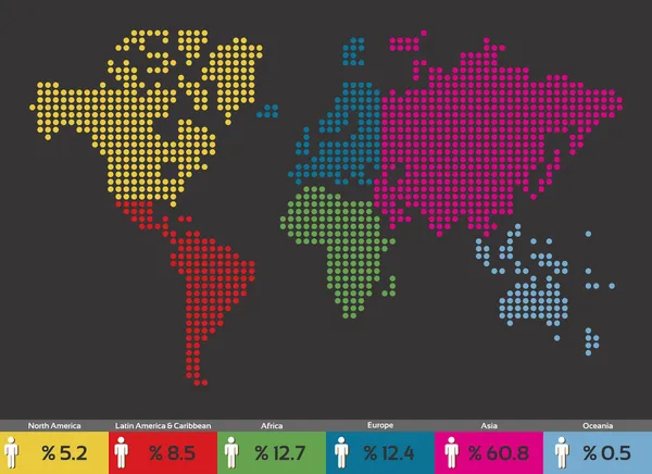 Küresel Nüfus dağılımı Dünya Haritası — Stok Vektör