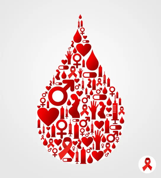 Symbole de baisse avec des icônes sida — Image vectorielle