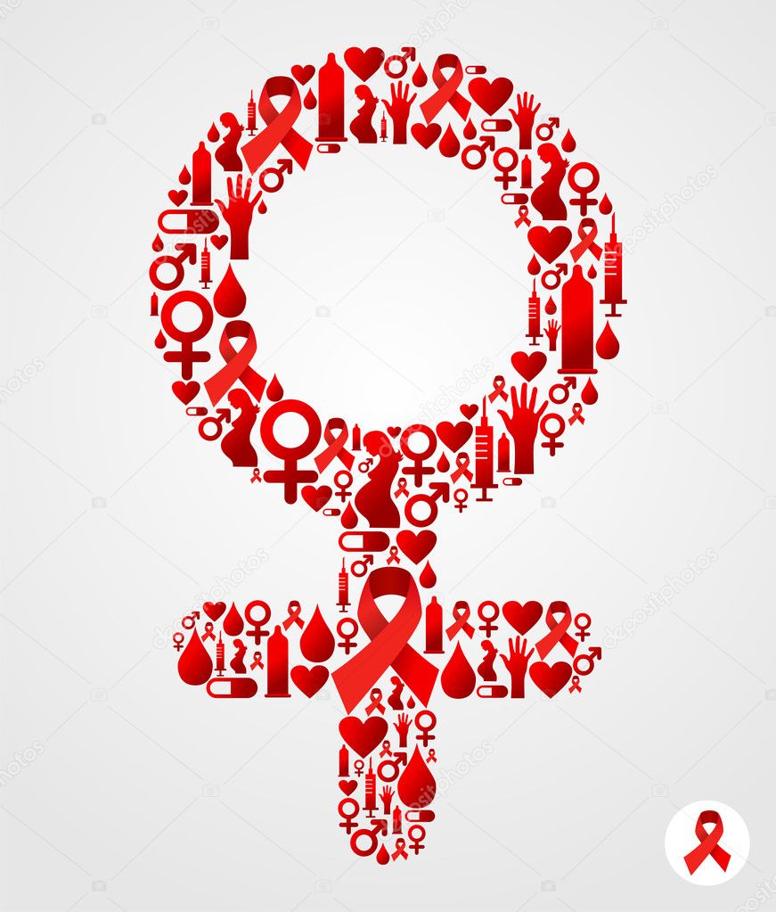 HIV icon set in female symbol shape