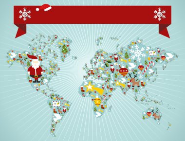 Christmas World map concept clipart