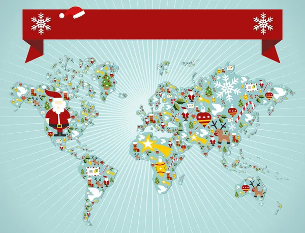Natal conceito de mapa do mundo — Vetor de Stock
