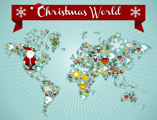 Noël globe carte concept — Image vectorielle