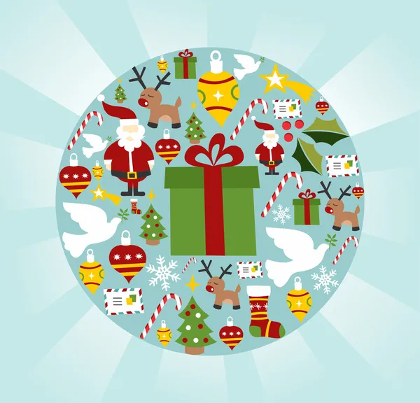 Christmas icon set in circle shape — Stock Vector