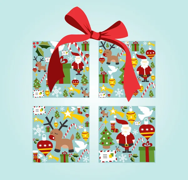 Kerstmis pictogrammenset in geschenk doos vormHediyelik kutu şeklinde Noel simge seti — Stok Vektör