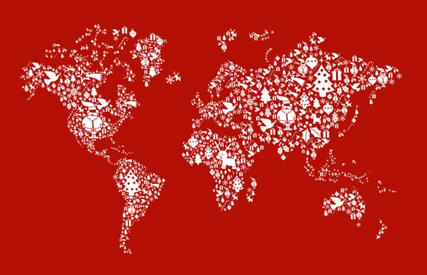 クリスマス世界中のマップの概念 — ストックベクタ