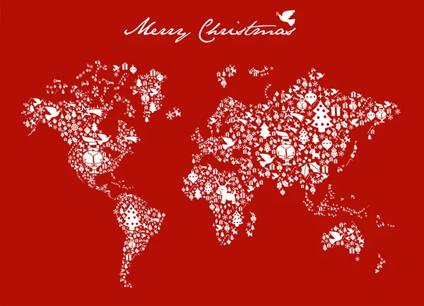 クリスマス世界中のマップの概念 — ストックベクタ