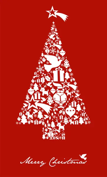 Icona natalizia a forma di albero con stella — Vettoriale Stock