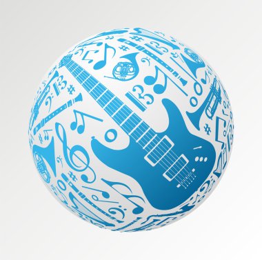 Music instruments in bauble shape clipart