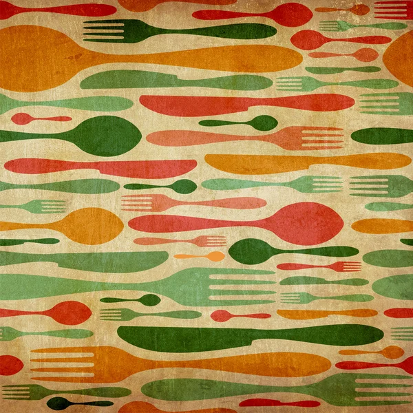 Retro cutlery pattern background — Stock Photo, Image