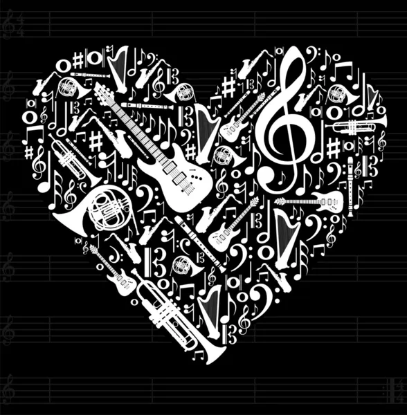 Ilustración del concepto de amor por la música — Vector de stock