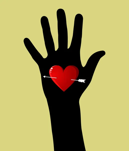 Falla i kärlek Alla hjärtans dag hjärtat i handen — Stock vektor