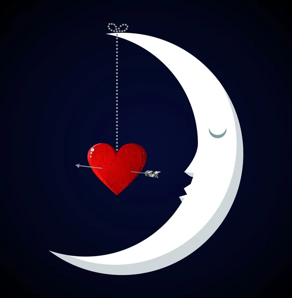 Луна влюбляется в День святого Валентина — стоковый вектор
