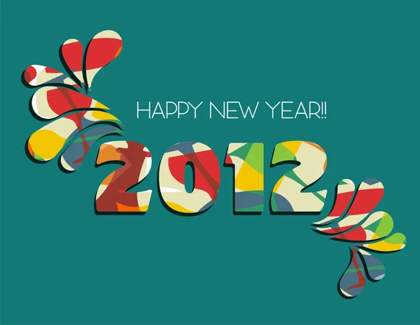 Mutlu yeni yıl 2012 yeşil arka planda — Stok Vektör