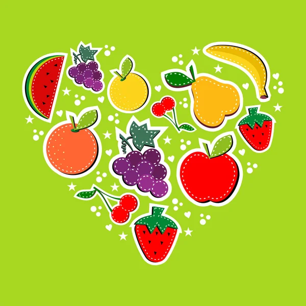 Amor comer frutas conceito — Vetor de Stock