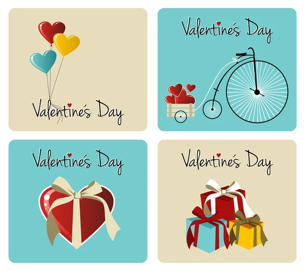 Conjunto de tarjetas de felicitación de San Valentín — Vector de stock