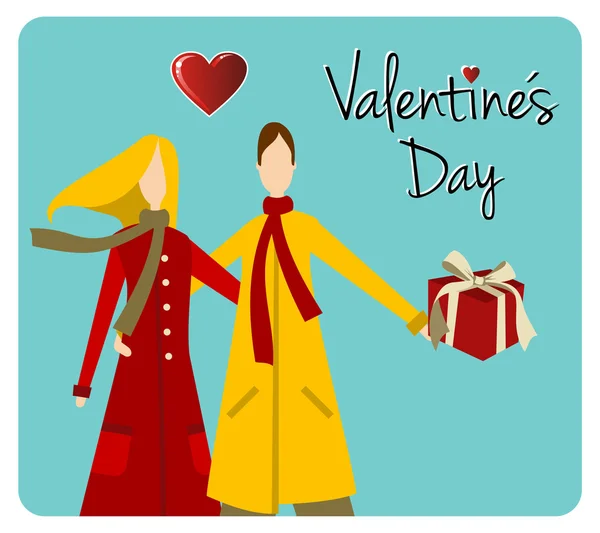 Ημέρα του Αγίου Βαλεντίνου-ευχετήρια κάρτα για το ευτυχές ζεύγος — Διανυσματικό Αρχείο