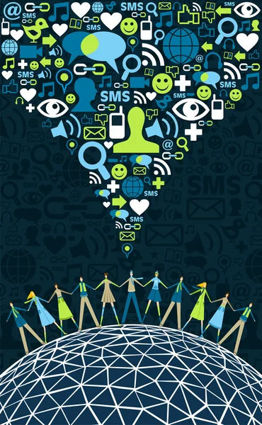 Médias sociaux dans le monde — Image vectorielle