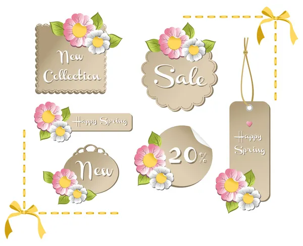 Happy spring sale tag collection — Stock Vector